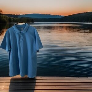 L.L. Bean Men's Blue 100% cotton slightly fitted L Reg Polo Shirt